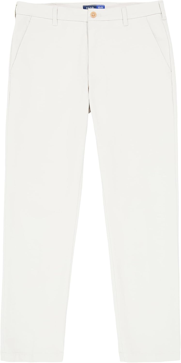 IZOD Men's Performance Stretch Straight Fit Flat Front Chino Pant
