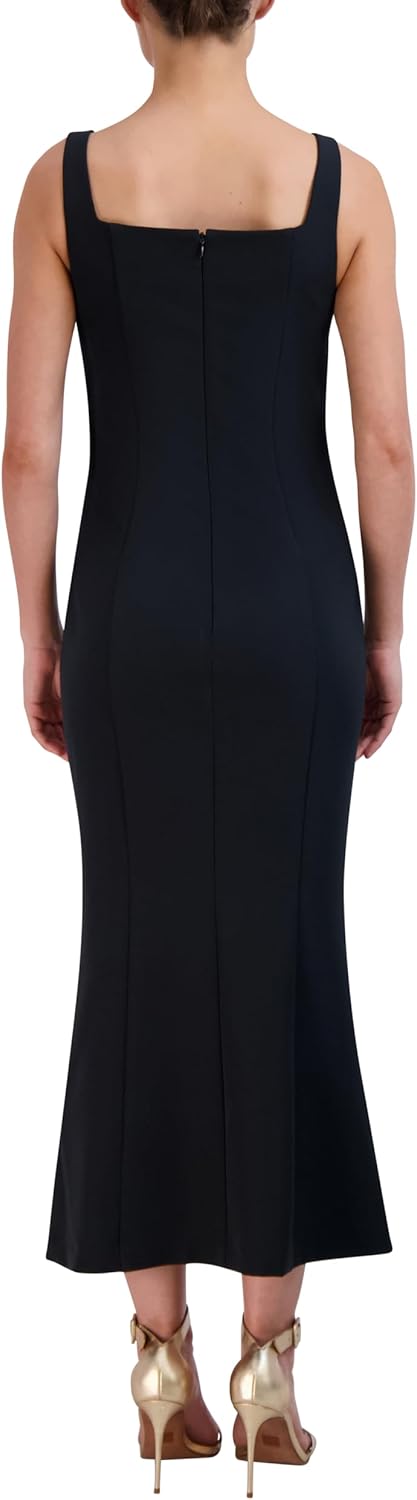 BCBGMAXAZRIA Women's Sleeveless Sweetheart Neck Flared Sheath Midi Dress
