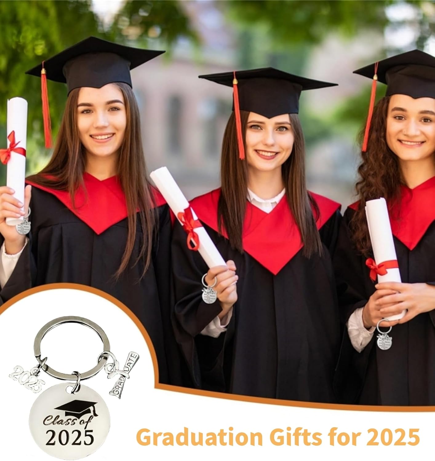 Graduation Keychain Unique Class of 2025 Key Chains Funny Grad Student Gifts from Teacher Stainless Steel Keyring