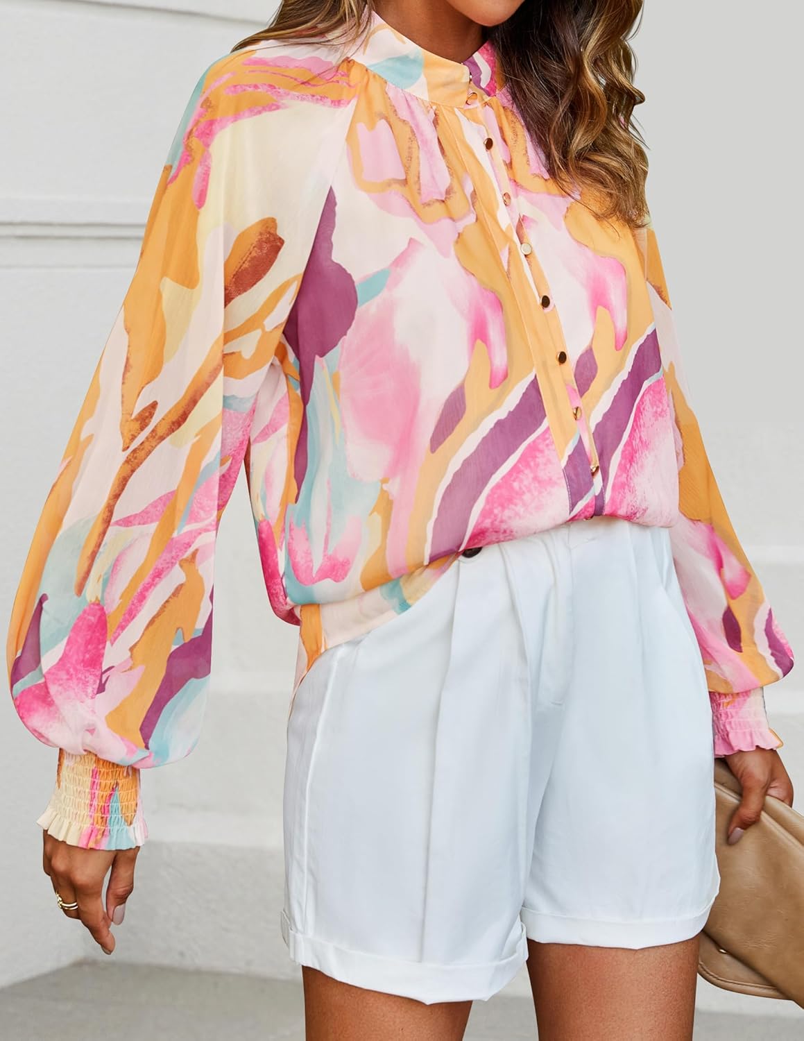 ZESICA Women's Floral Print Blouse 2025 Long Sleeve Button Down Casual Fall Boho Oversized Tops Shirts