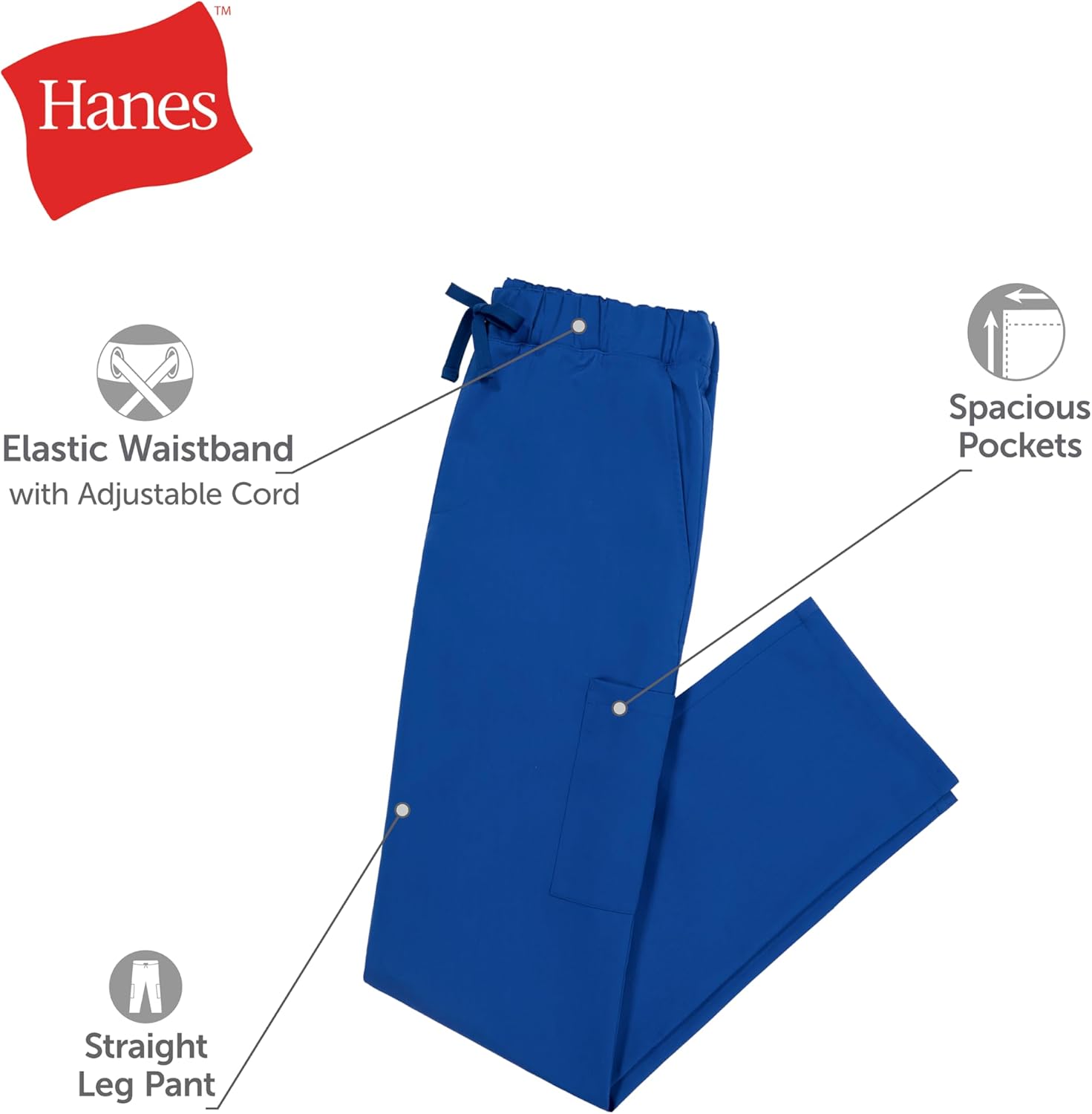 Hanes Healthcare, Scrub Pants for Men, Moisture-Wicking & Odor Control, 5 Pockets