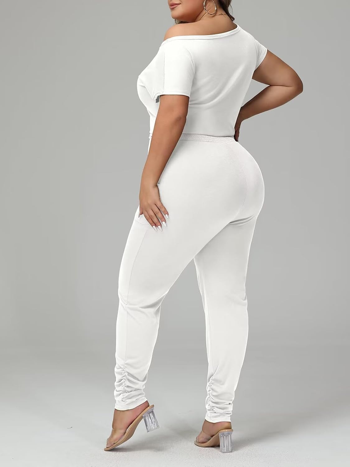 acelyn Casual One Piece Loose Jumpsuit for Women Summer Plus Size Overalls Off Shoulder Pockets Romper