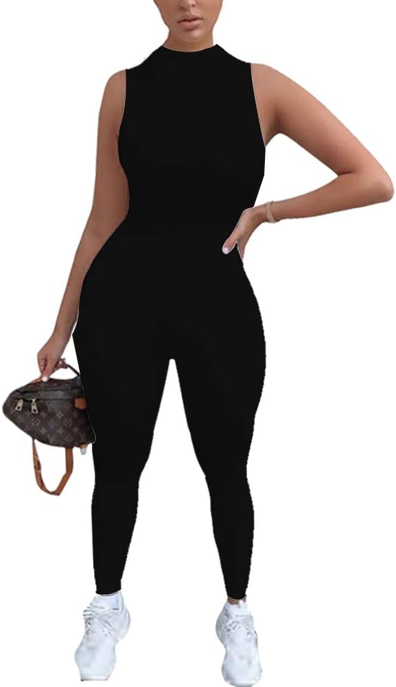 LuFeng Women's Sexy Sleeveless Zipper Bodycon Party Club Long Rompers Jumpsuit