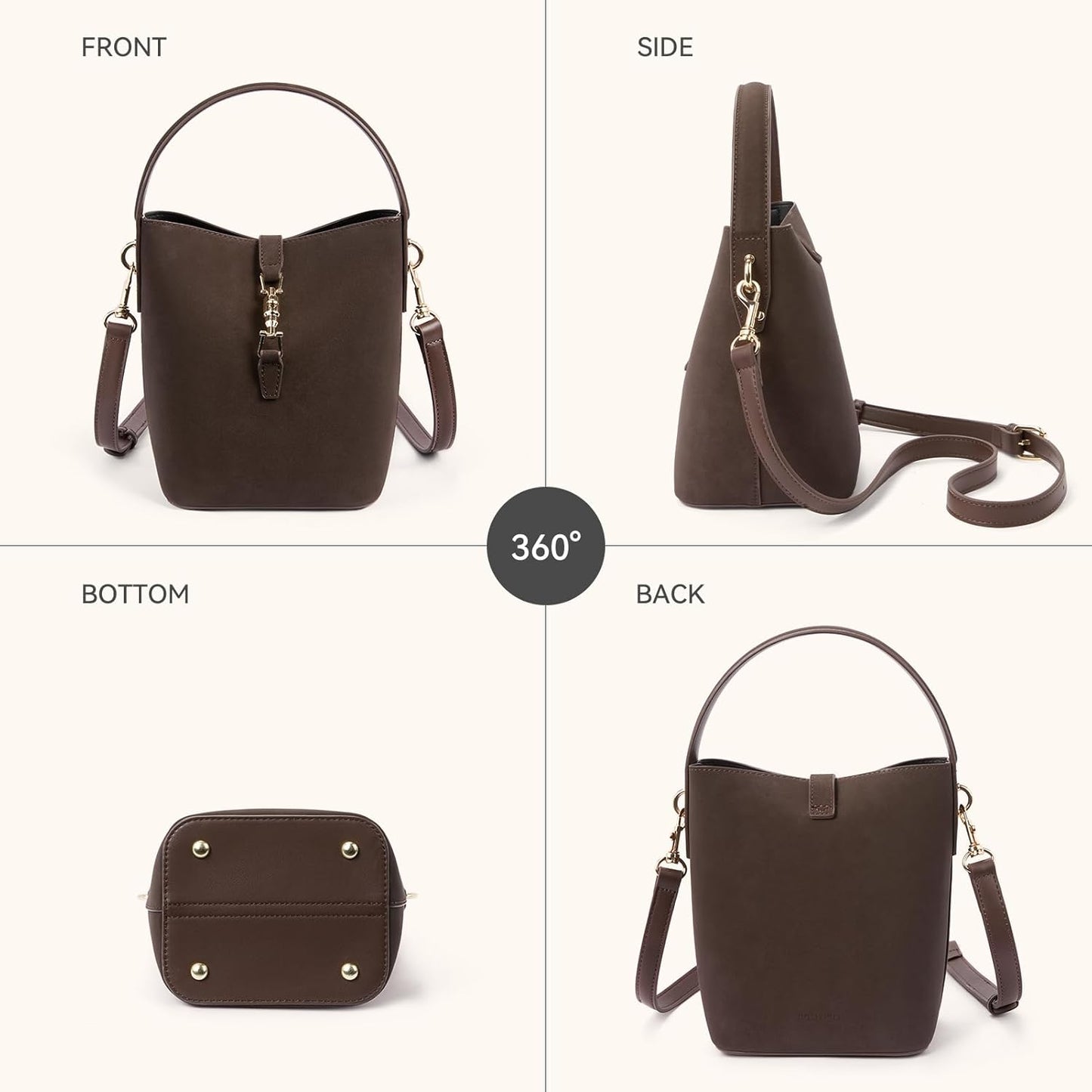 BOSTANTEN Small Bucket Bag for Women Crossbody Bags Trendy Vegan Leather Shoulder Purses Designer Ladies Handbags