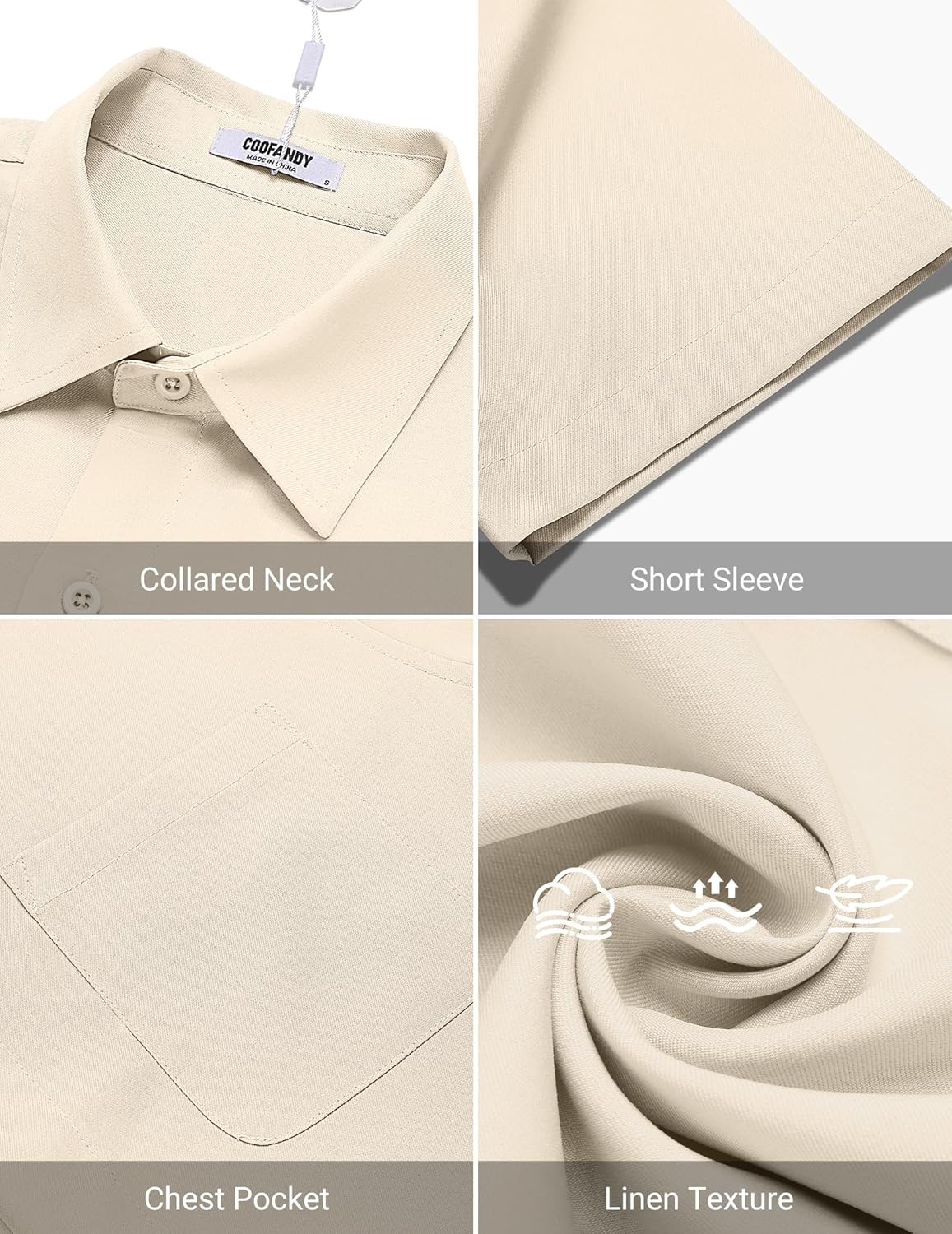 COOFANDY Shirts for Men Short Sleeve Button Down Shirt Casual Summer Beach Shirts