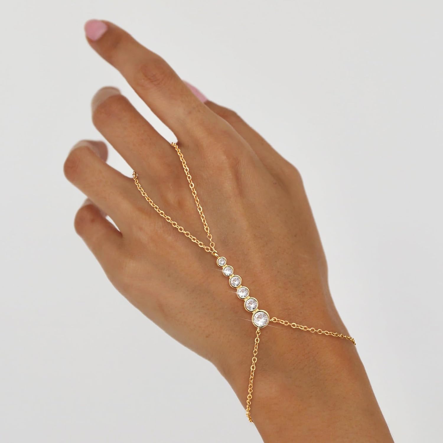 Hand Chain Bracelet for Women: Dainty 14k Gold Silver Plated Ring Chain Bracelets for Women Trendy Jewelry for Wedding Prom Birthday Gifts for Women