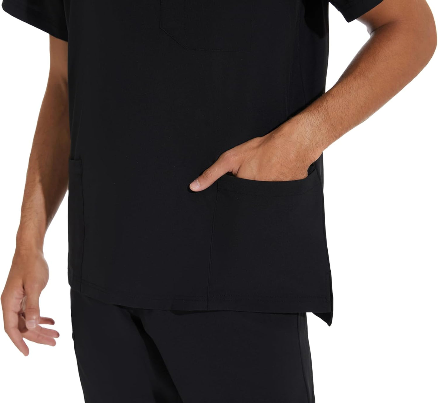 COZYFIT Men Scrubs Set — Stretch V-Neck Scrub Top & Jogger Pant with 8 Pockets, Yoga Waistband, Anti-Wrinkle Scrubs for Men