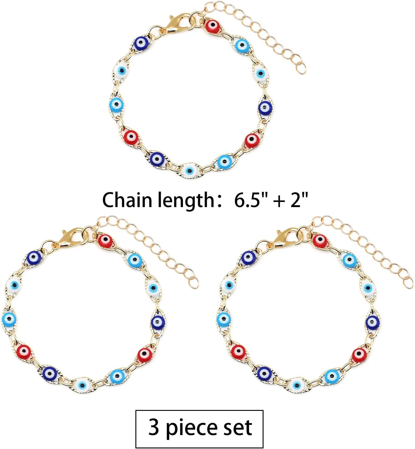 Dainty Evil Eye Bracelets for Women,Gold Evil Eye Chain Bracelet for Women