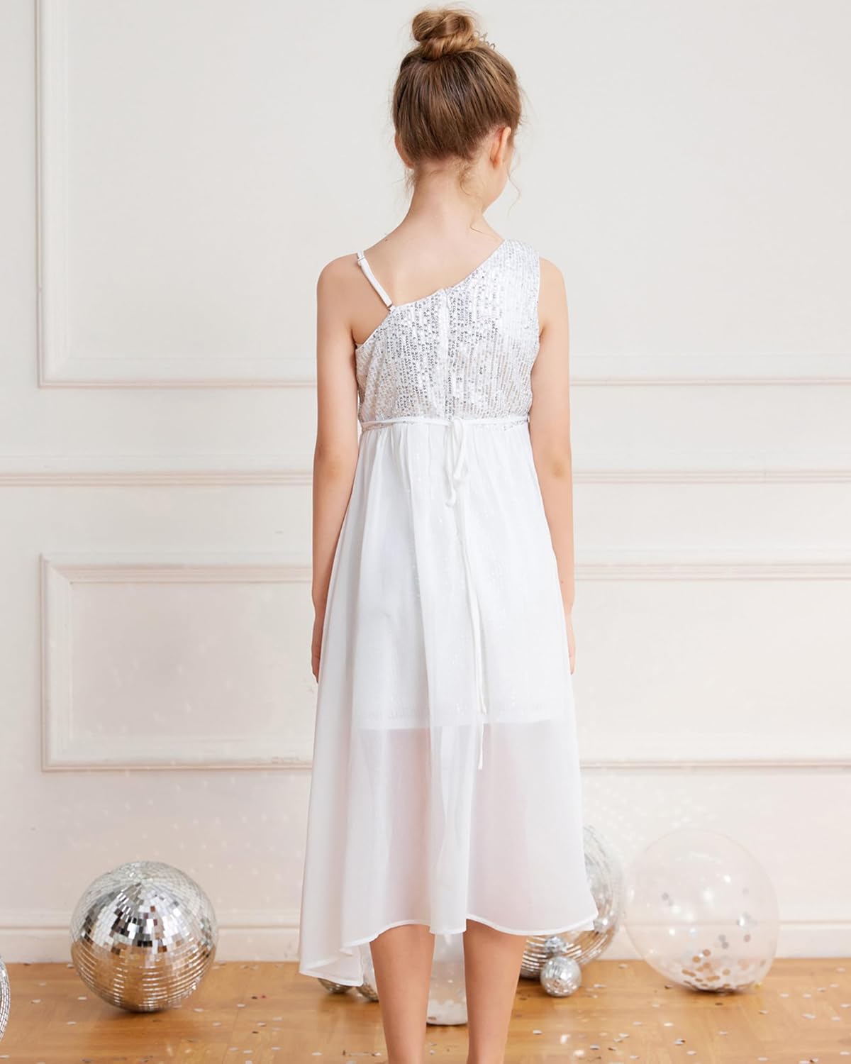 GRACE KARIN Girls Sequin Dress for Teens One Shoulder Formal Birthday Party Wedding Pageant Prom Fancy Dresses 6-14Y