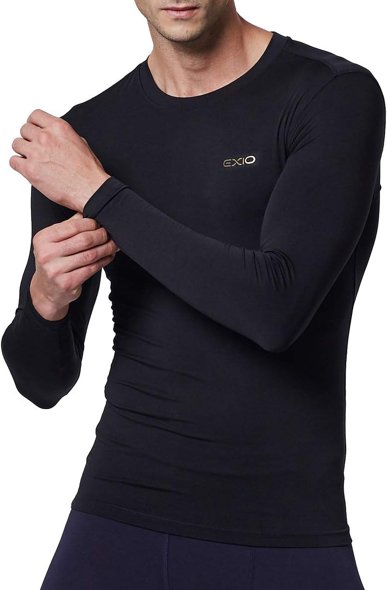 EXIO Mens Compression Baselayer Top Cool Dry Long & Short Sleeve Workout Shirt