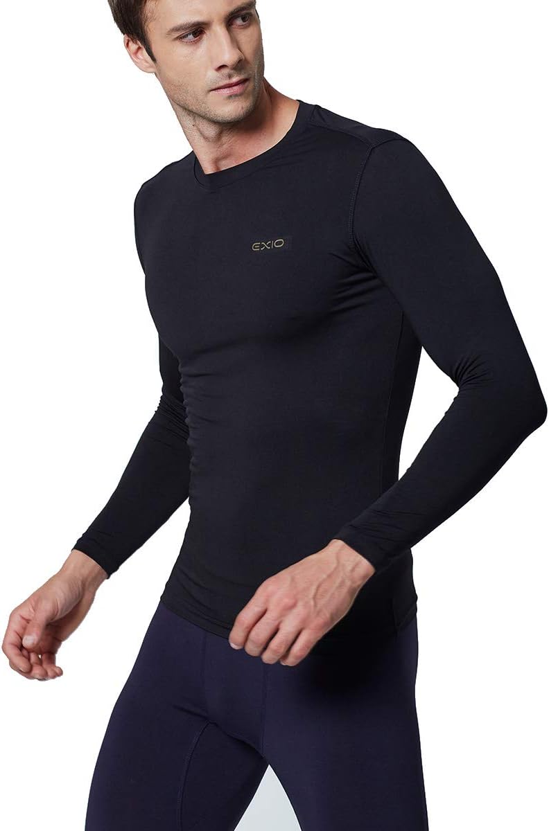 EXIO Mens Compression Baselayer Top Cool Dry Long & Short Sleeve Workout Shirt