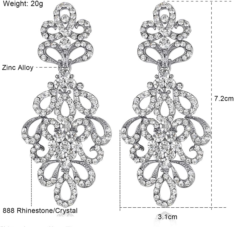 mecresh Wedding Teardrop Dangle Earrings Crystal Rhinestone Beaded Chandelier Earrings for Brides Gold