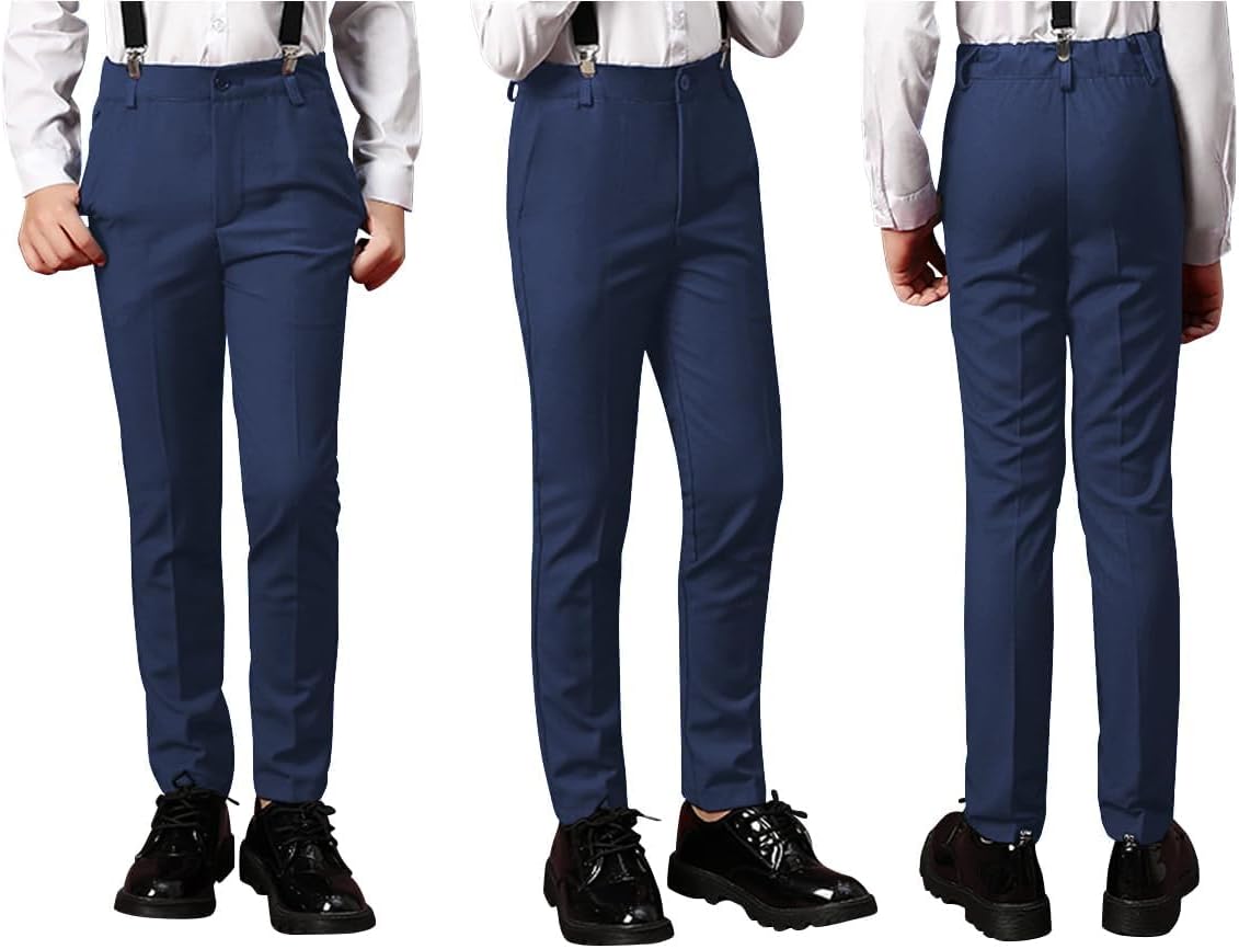 Boys Dress Pants Formal Flat Front Children School Uniform Pants for Boy
