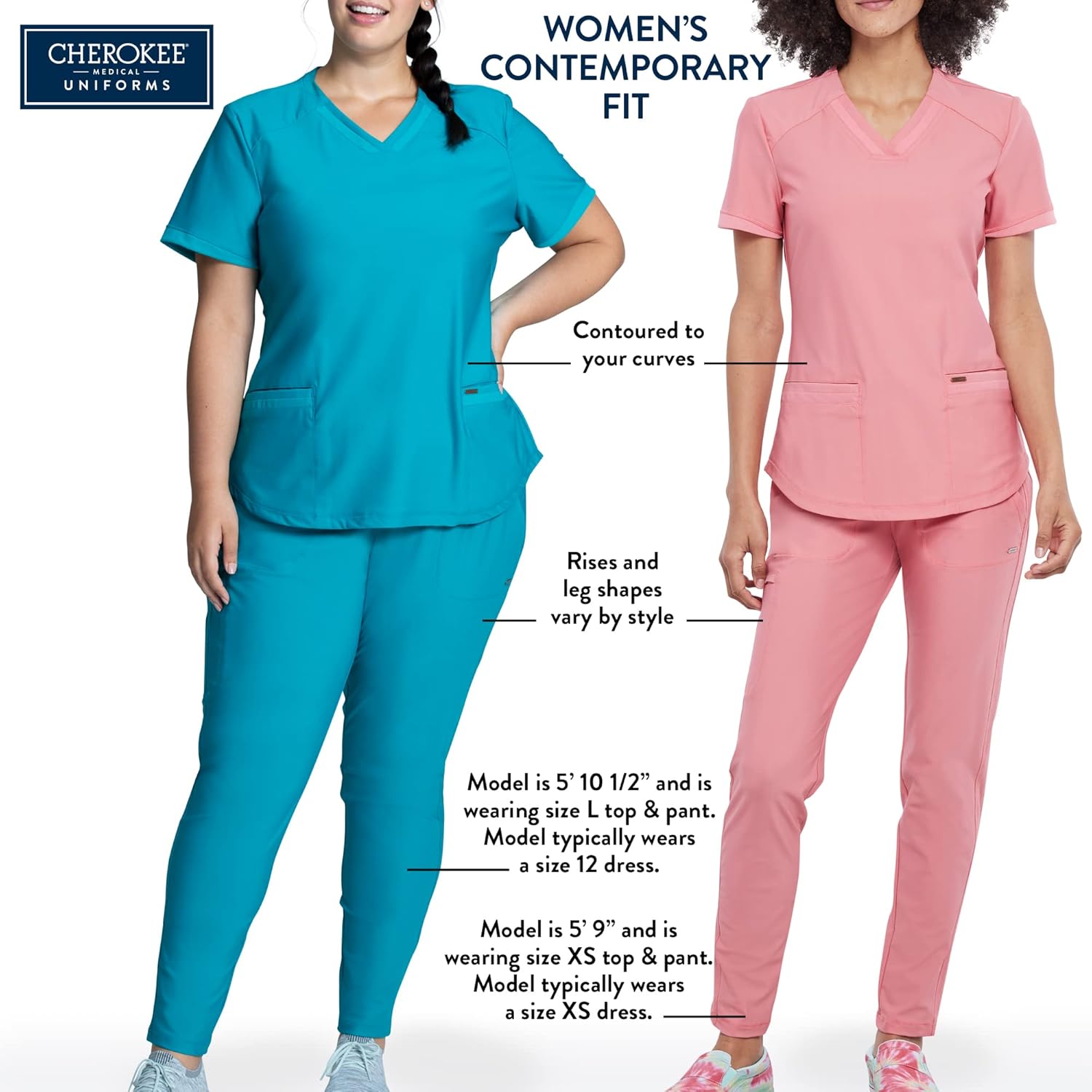 Cherokee Women's Medical Scrub Jogger Pant Mid Rise with 7 Pockets and Knit Waistband and Interior Elastic - CK011