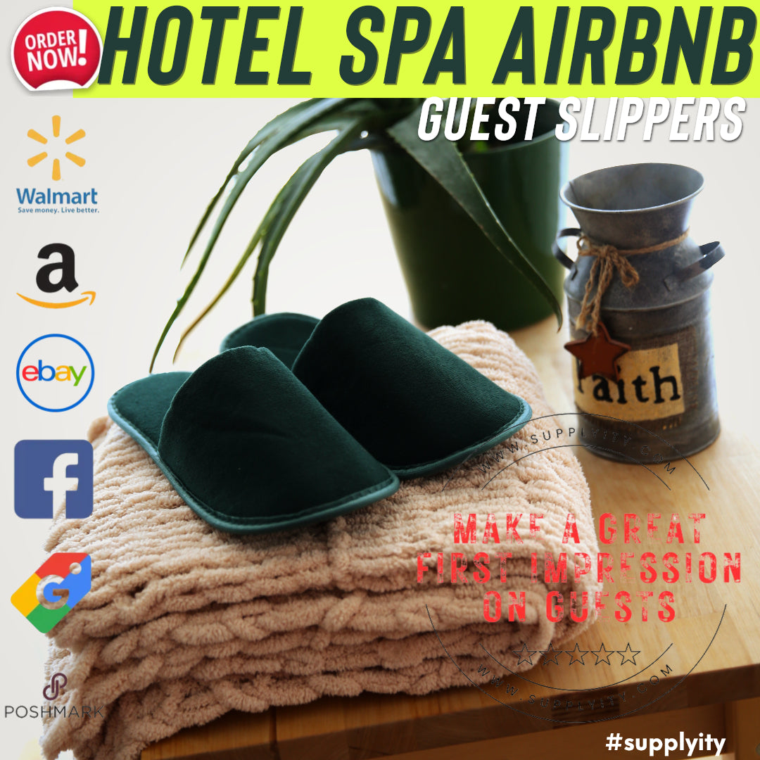 Chochili Fabric Packed Non-Woven Disposable Hotel Slippers for Travel Airbnb Spa Wedding Guests Adult Men Women Size 10-11, White