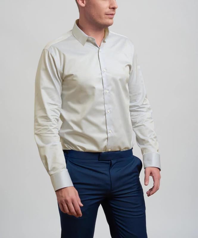 Men's Dress Shirts Formal Slim Fit Stretch Long Sleeve Button Down Shirt for Men Wrinkle Free Collar Business Shirts