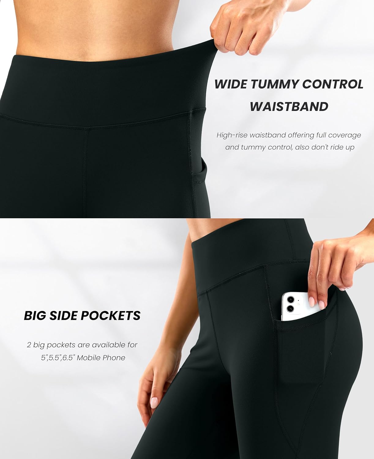 28"/30"/32"/34" Inseam Women's Bootcut Yoga Pants Long Bootleg High-Waisted Flare Pants with Pockets