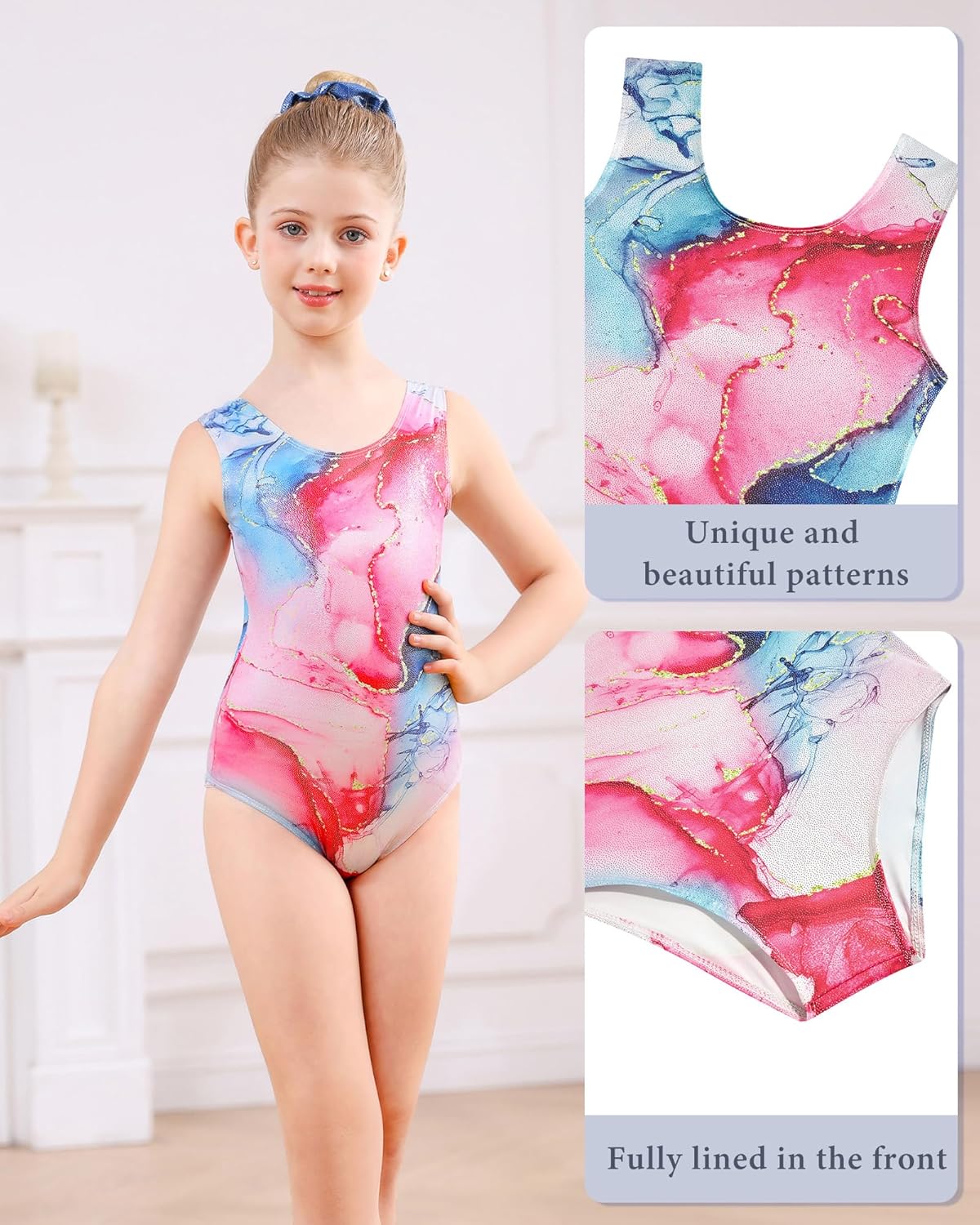TUONROAD Gymnastics Leotards for Big Girls Size 10 Girls' Pink Blue Glitter Activewear with Cover Short for Age 11 Youth Girl's Gym Unitards Size 8 10 Girl Tumbling Outfits for Gymnastics,10 11 Years