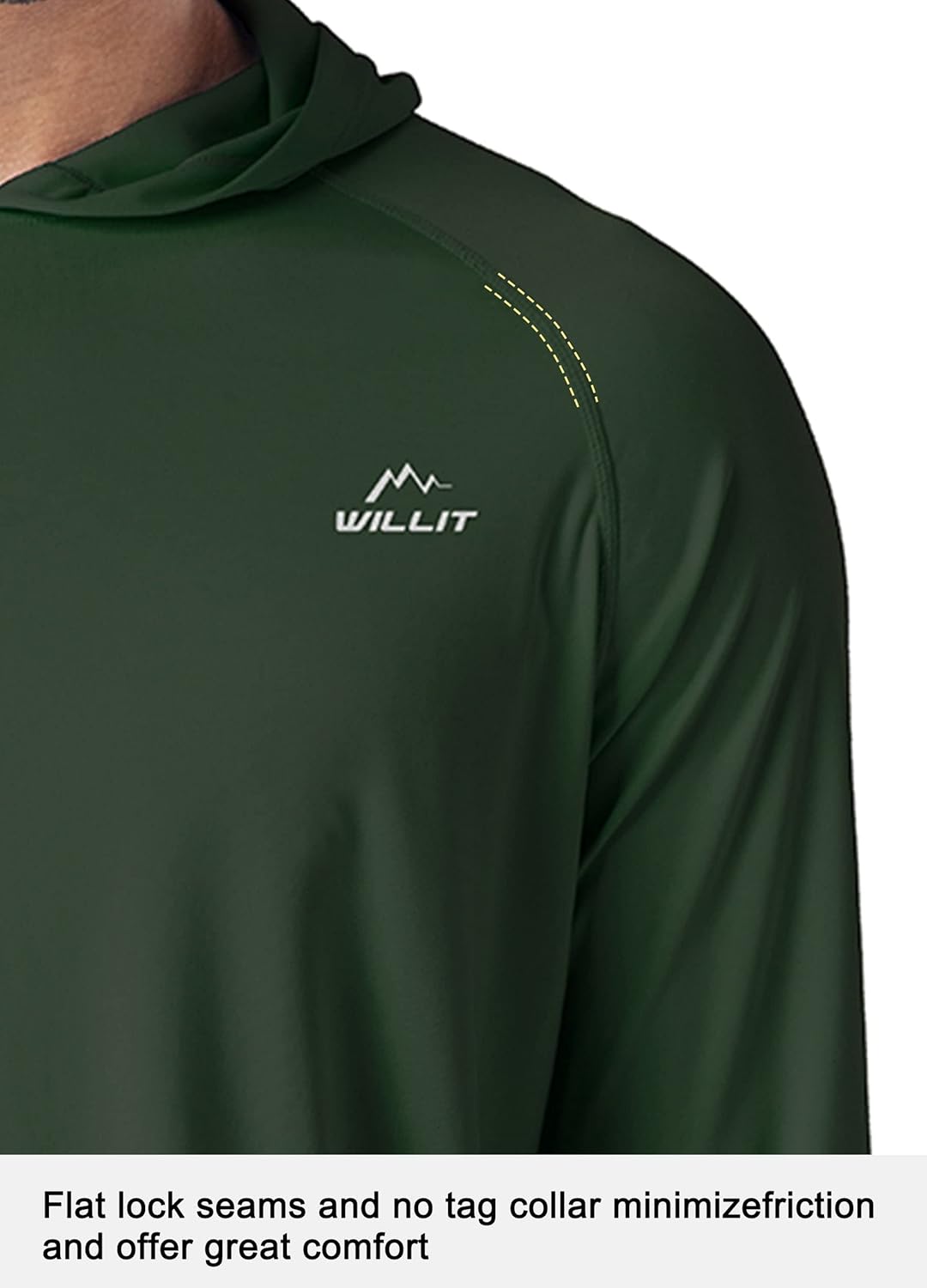Willit Men's Sun Shirts UPF 50+ Rash Guard Long Sleeve Sun Protection Hoodie SPF UV Fishing Lightweight Athletic Running