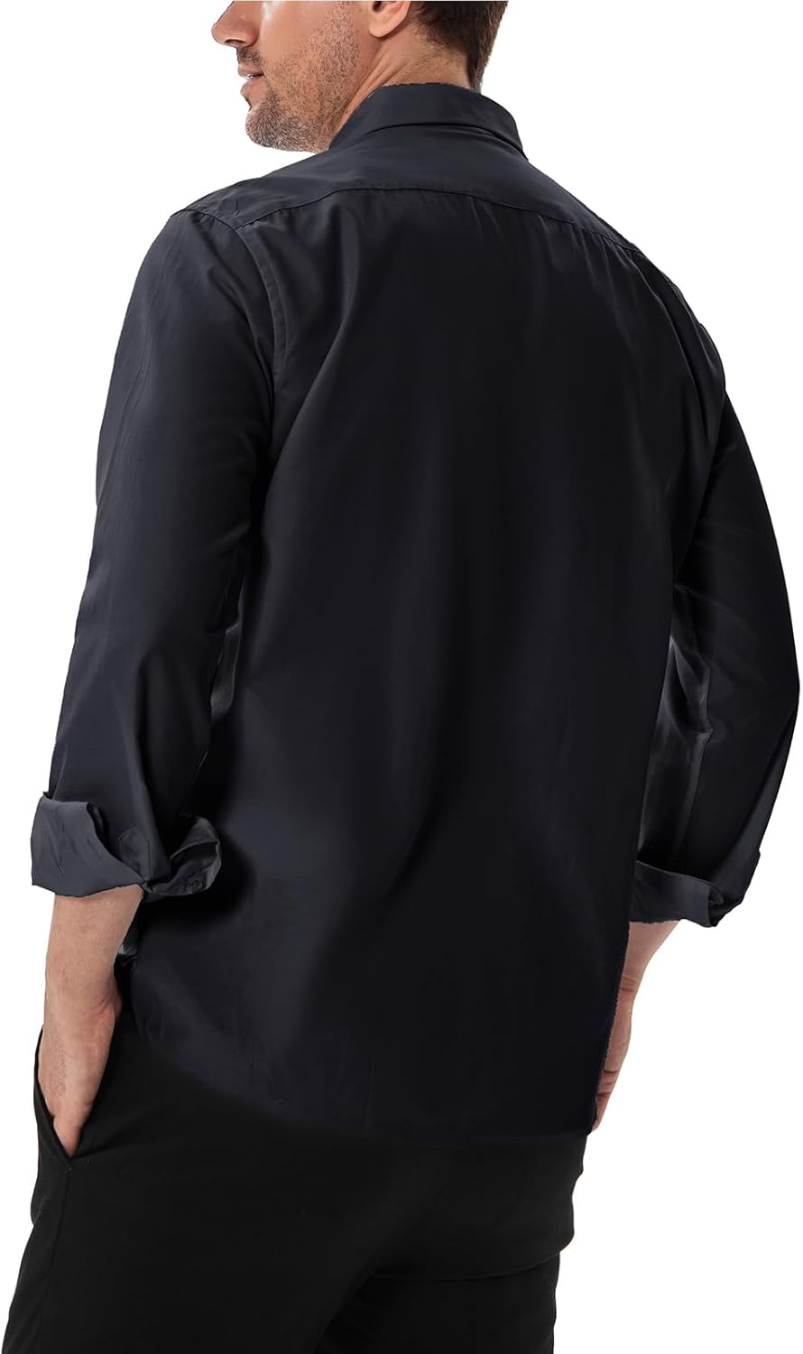 Men's Dress Shirts Stain Sheild Stretch Slim Fit Shirts Wrinkle-Free Formal Business Button Down Shirt
