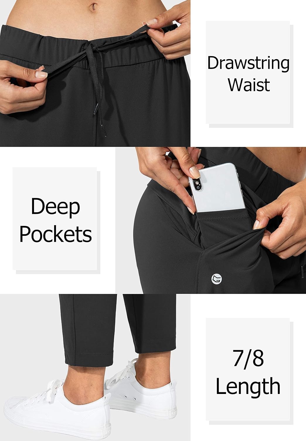 G Gradual Women's Pants with Deep Pockets 7/8 Stretch Ankle Sweatpants for Golf, Athletic, Lounge, Travel, Work