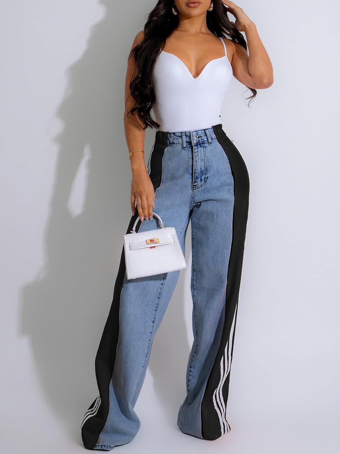 Y2k High Waisted Straight Jeans for Women - Colored Baggy Pants 2000s Style