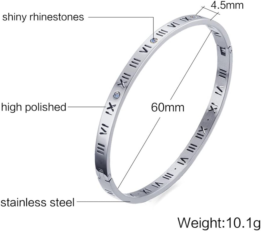 Love Friendship Stainless Steel Roman Numeral Bangle Bracelet Best Gifts Couples Valentine's Day