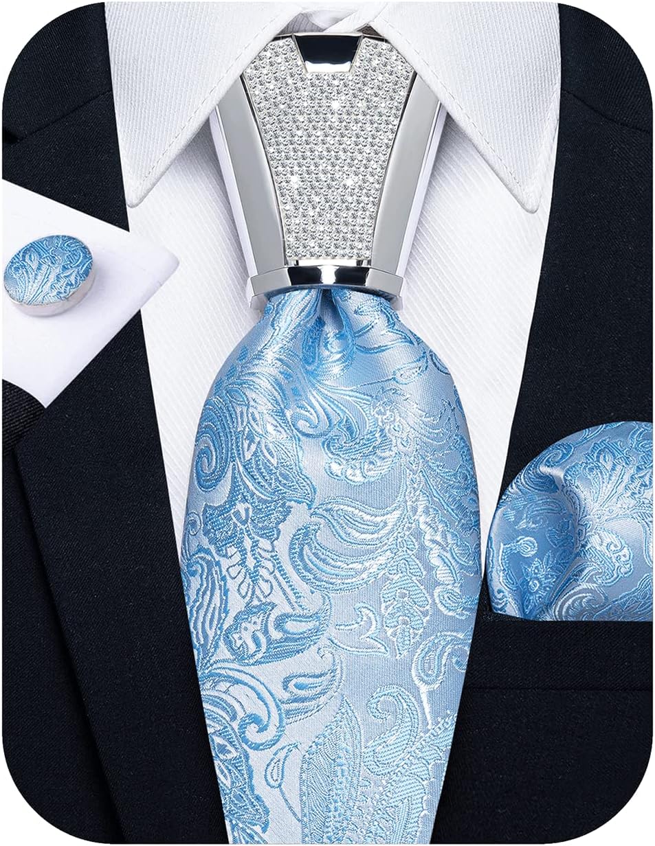 DiBanGu 4PCS Ties for Men Wedding Jacquard Woven Mens Silk Tie and Pocket Square Set Tie Accessories for Men Necktie