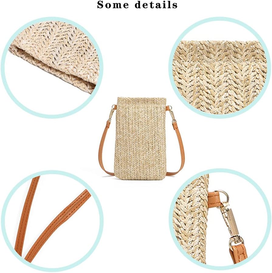 Summer Straw Beach Bag Tote Shoulder Bag Handwoven Purse Handbag for Women Girls Outdoor Casual Top Handle Cross Body Bag