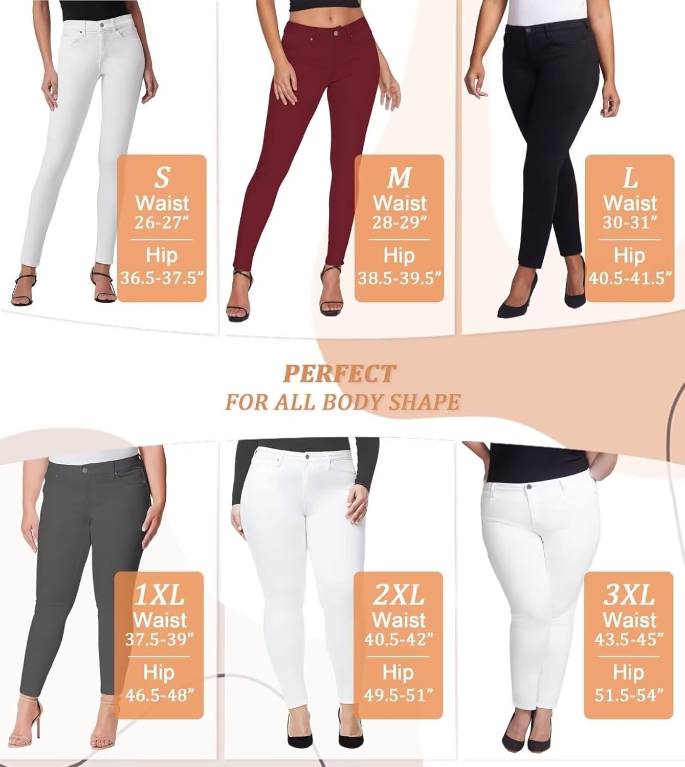 Hybrid & Company Womens Hyper Ultra Stretch Comfy Skinny Leg Work Casual Pants