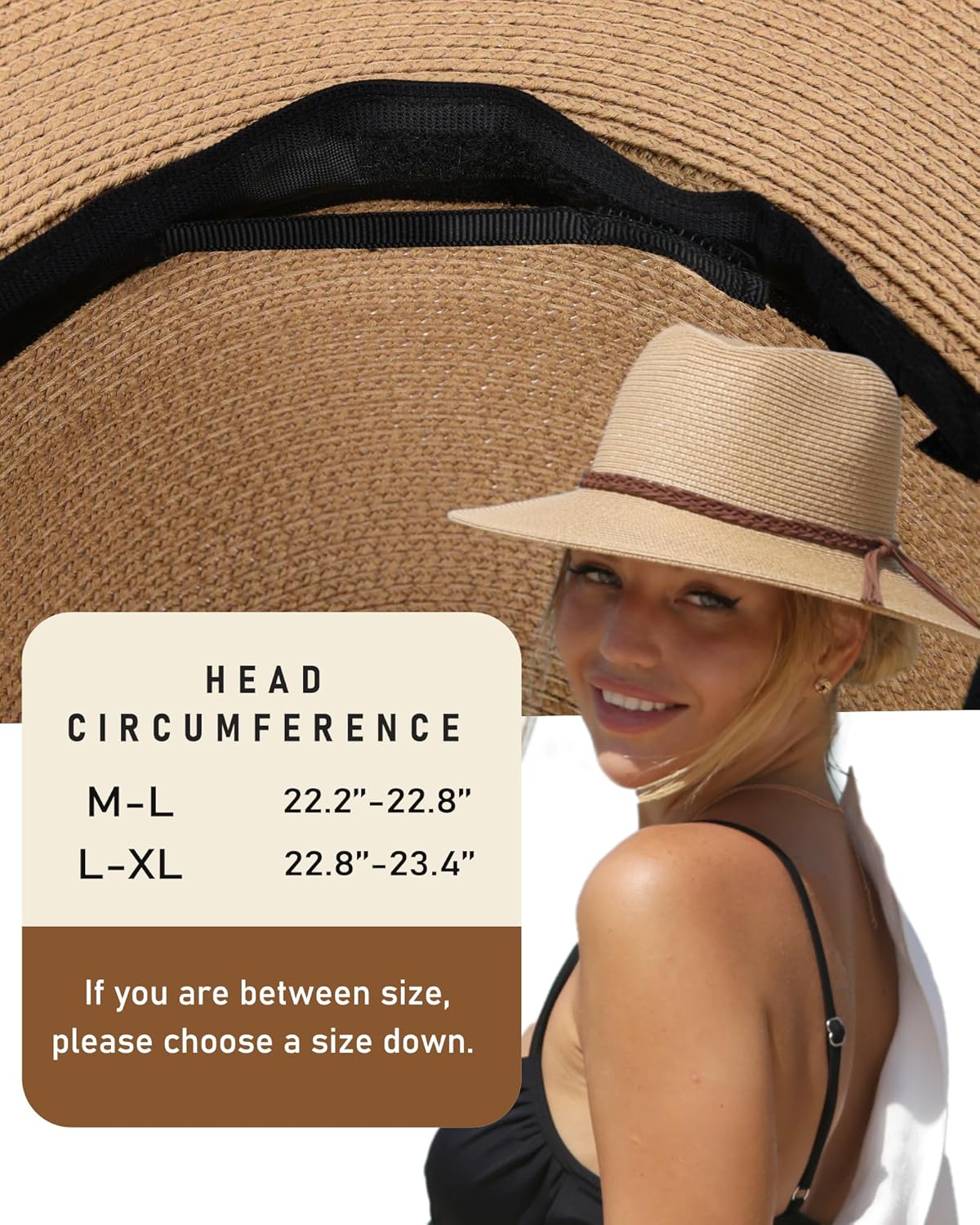 FURTALK Sun Hats for Women Summer Wide Brim UV UPF 80+ Panama Fedora Foldable Packable Straw Beach Hat