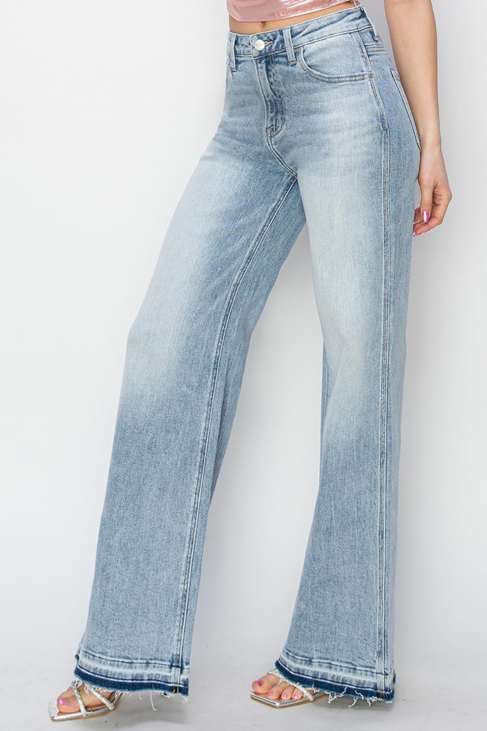 Risen Women's High Rise Wide Leg Jeans