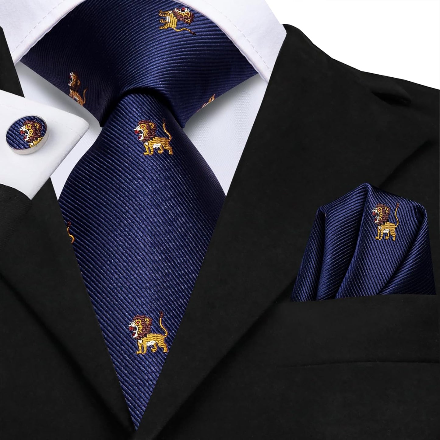 Hi-Tie Men's Tie Sets Silk Paisley Striped Necktie Pocket Square Cuff-links Sets Wedding Business Holiday