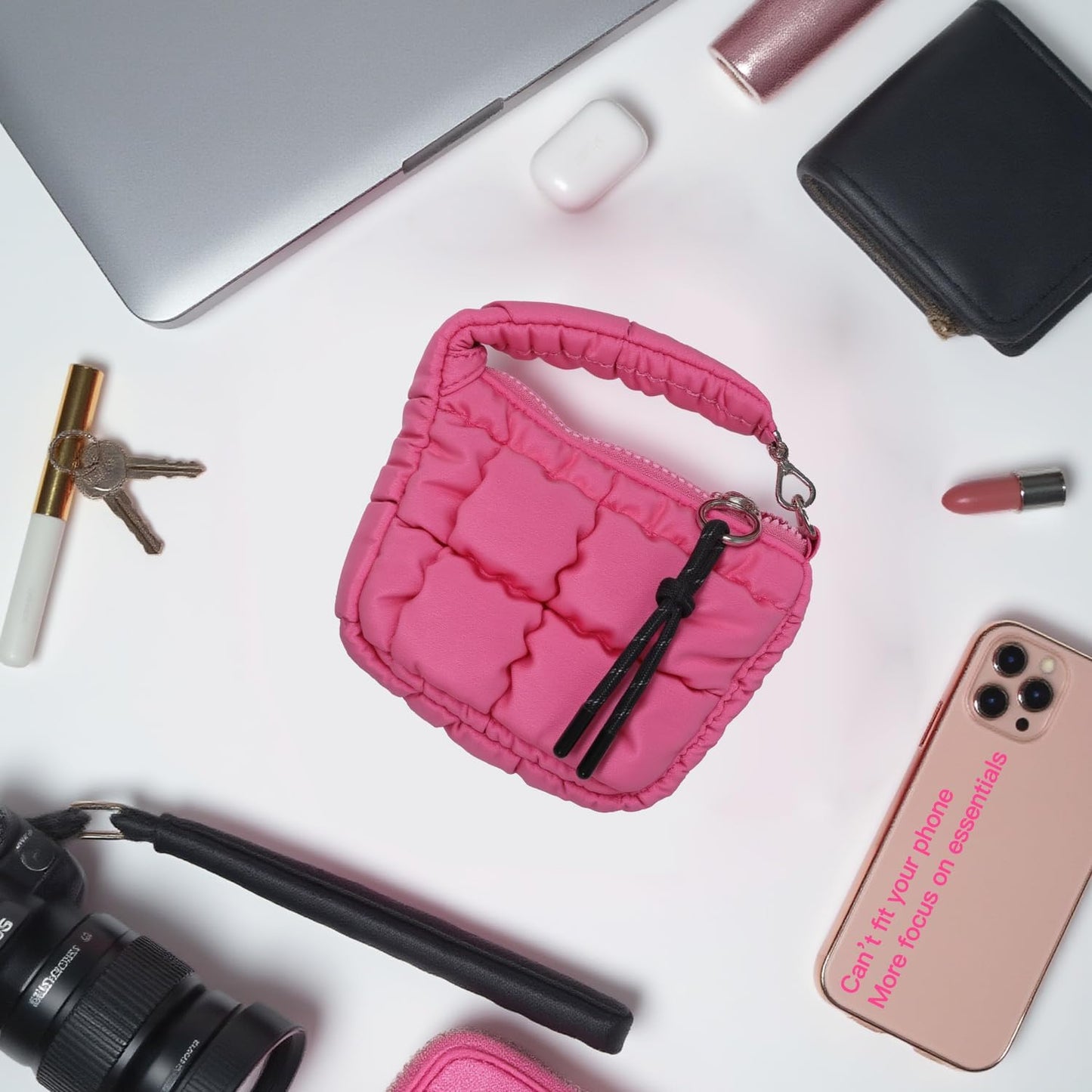 Quilted Mini Puffer Pouch wristlet wallets for women, Versatile mini purse for Essentials, Gifts, and Outdoor Activities