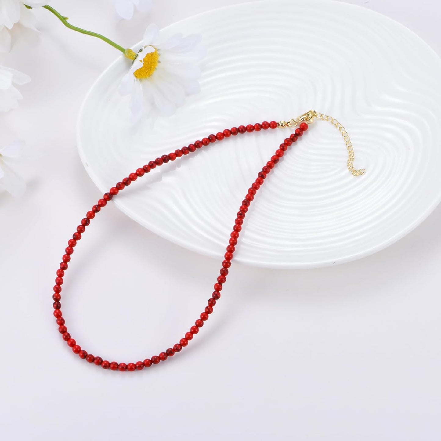 Turquoise Necklaces for Women Turquoise Beaded Necklace Handmade Bead Necklace 14K Gold Chain Boho Turquoise Choker Necklace Turquoise Jewelry for Women