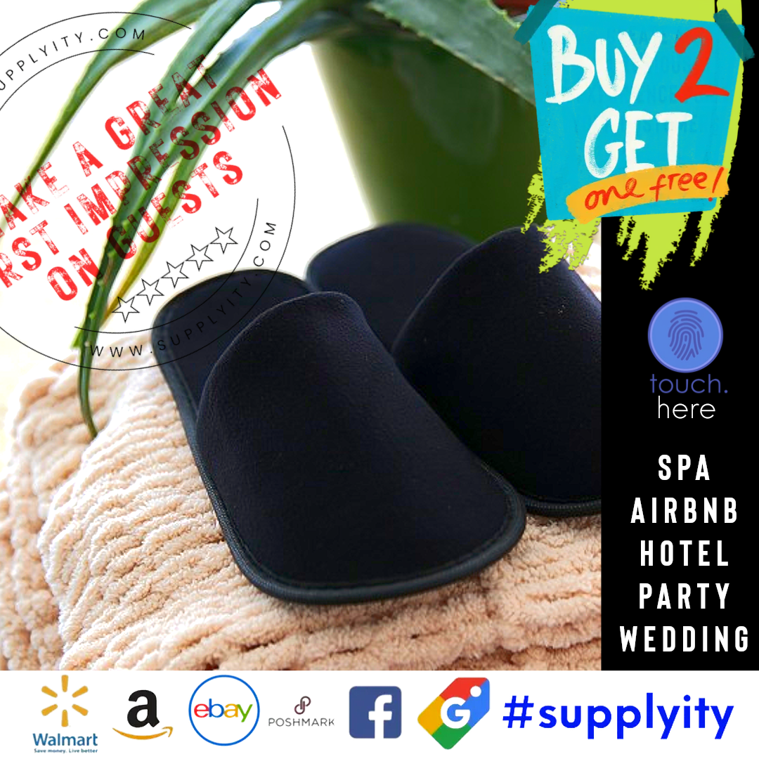 Chochili Fabric Packed Non-Woven Disposable Hotel Slippers for Travel Airbnb Spa Wedding Guests Adult Men Women Size 10-11, White