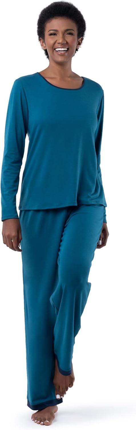 Fruit of the Loom Women's Long Sleeve Tee and Pant 2 Piece Sleep Set
