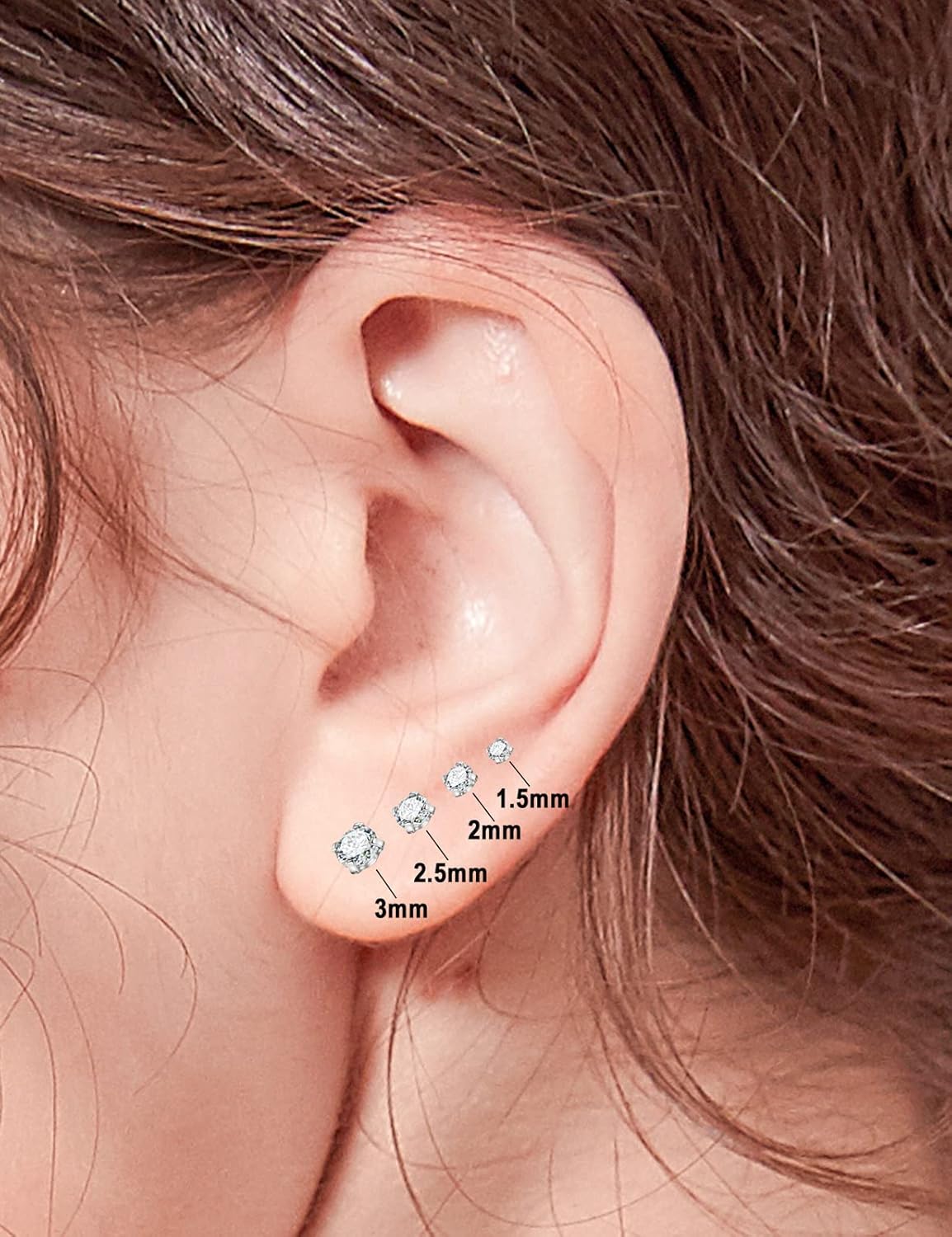 FANSING Single 316L Surgical Steel Threadless Labret Stud with CZ for Nose Cartilage Helix Rook Conch Tragus Earlobe Piercings