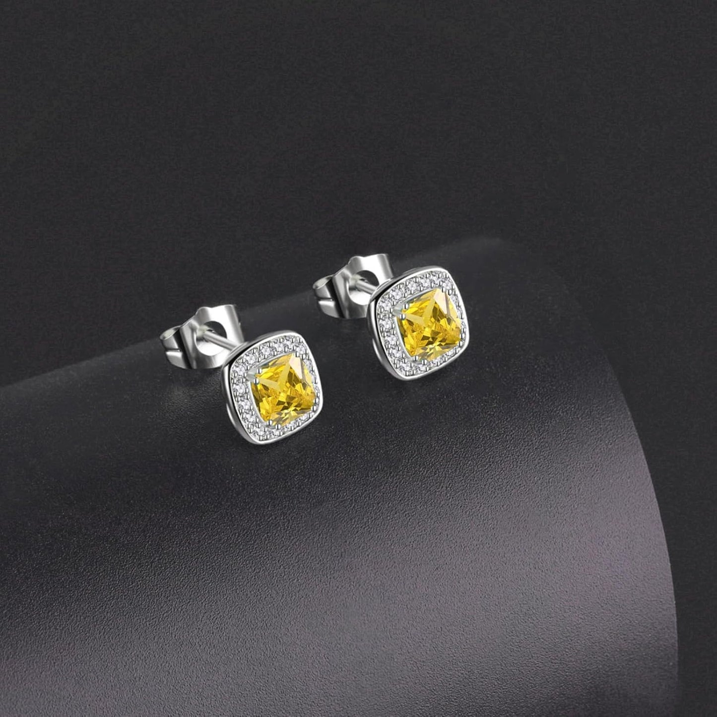 VONSSY Hypoallergenic Gemstone Stud Earrings, Brilliant Cubic Zirconia Crystal Earrings, 925 Silver Posts Nickel Free, Created Diamond Square Earrings Jewelry Gift for Women Wife Mother Daughter