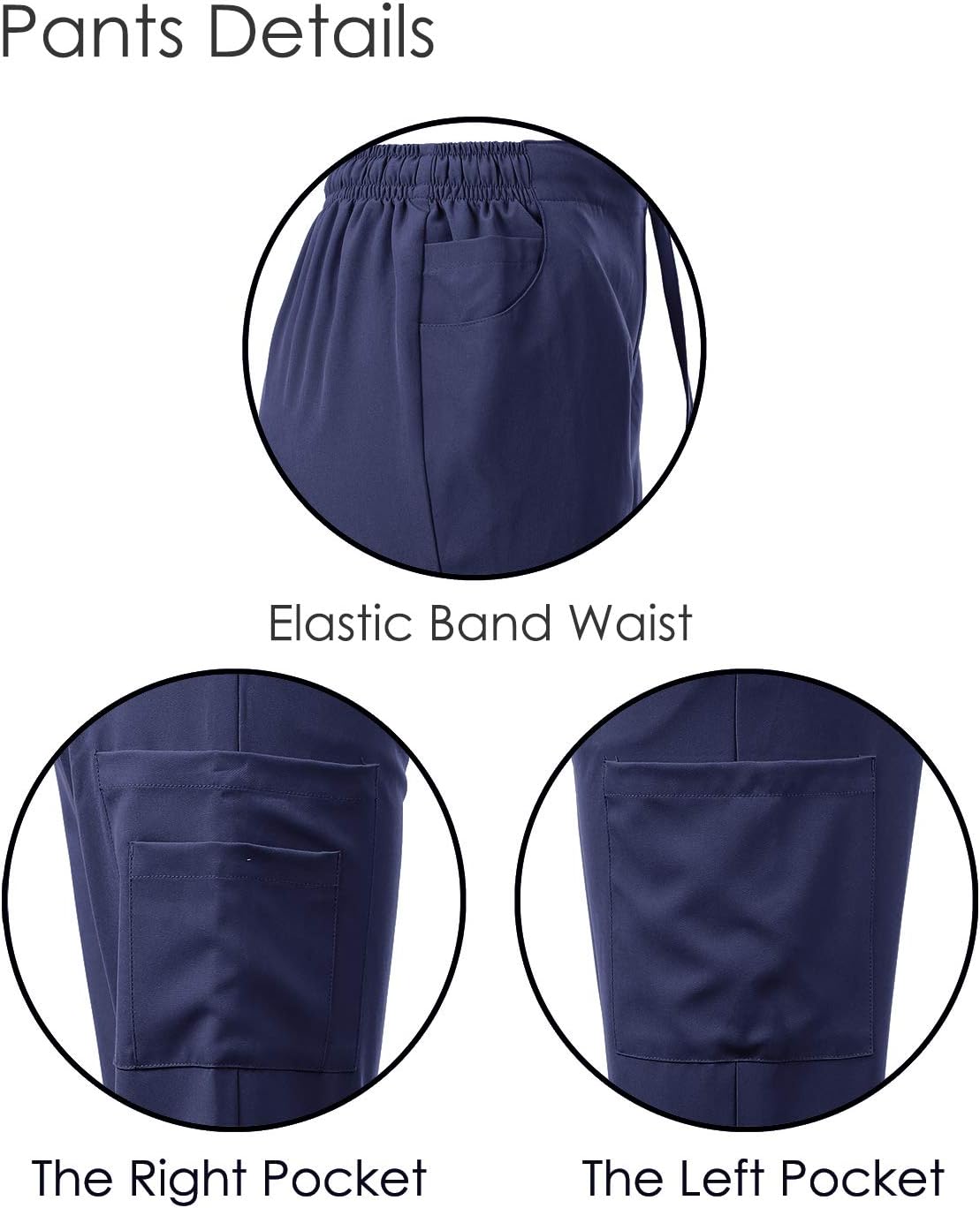 Dagacci Scrubs for Women Set – 4-Way Stretch Top and Pants Womens Scrub Sets, Contrast V-Neck and Pocket