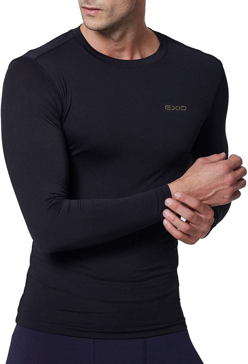 EXIO Mens Compression Baselayer Top Cool Dry Long & Short Sleeve Workout Shirt