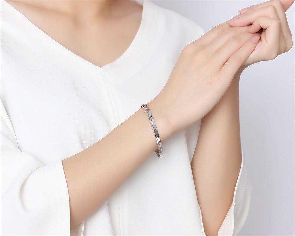 Love Friendship Stainless Steel Roman Numeral Bangle Bracelet Best Gifts Couples Valentine's Day