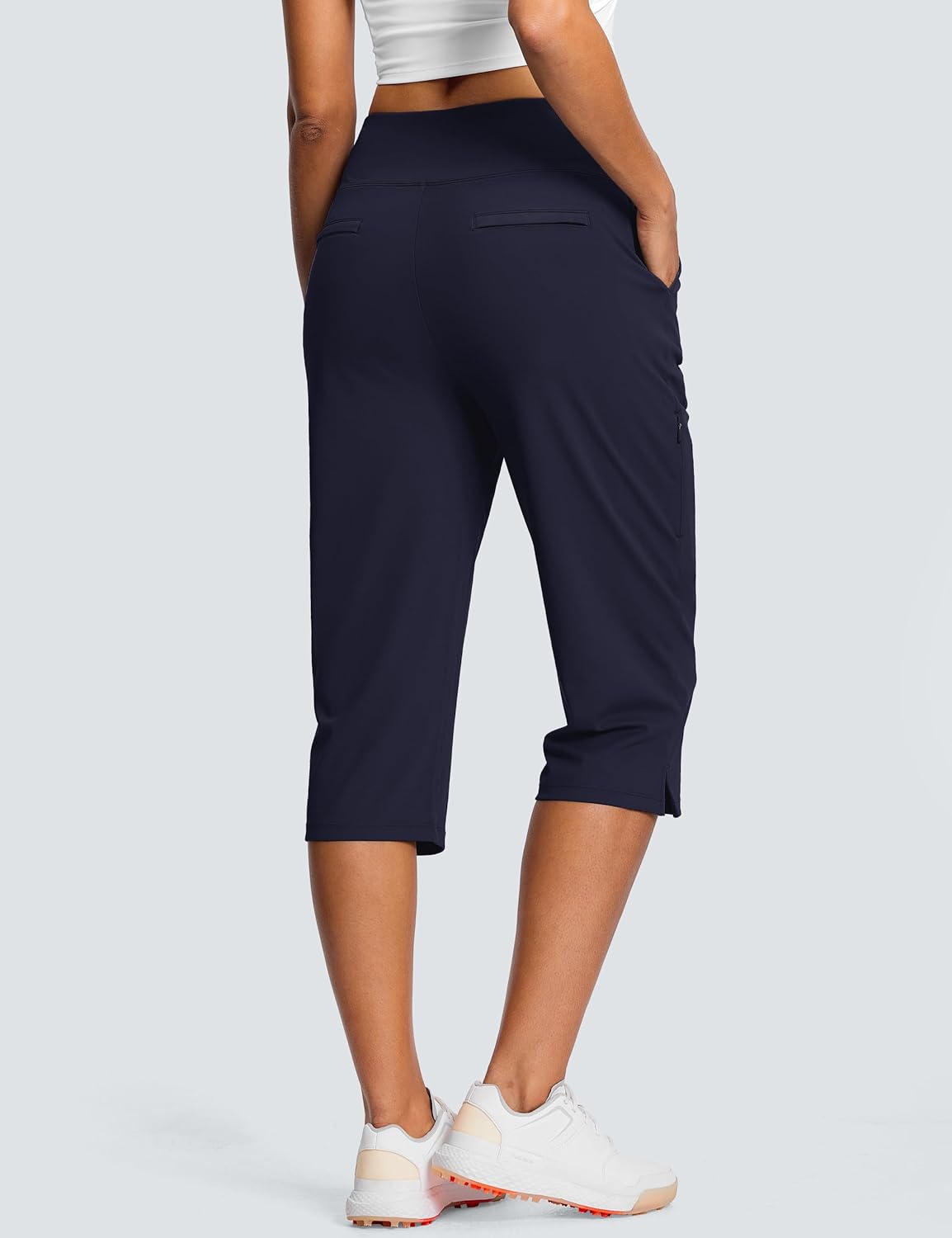 18" Dressy Capri Pants for Women High Waist Stretch Womens Golf Capris Pants for Summer with Pockets Work Casual