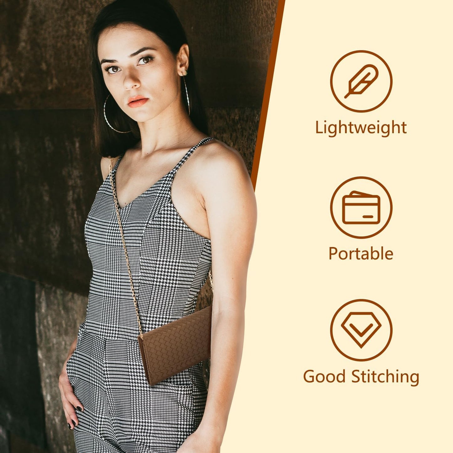 U+U Crossbody Bags for Women, Small Bag with Removable Chain, Card Slots & Phone Pocket - Lightweight Purse Wallet (8 Colors)