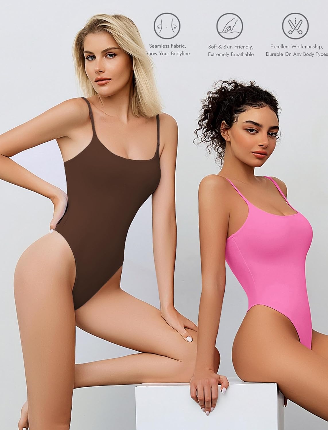 Avidlove Tank Top Bodysuit for Women Square Neck Double Lined Body Suits One Piece Thong Basic Summer Cami Tops