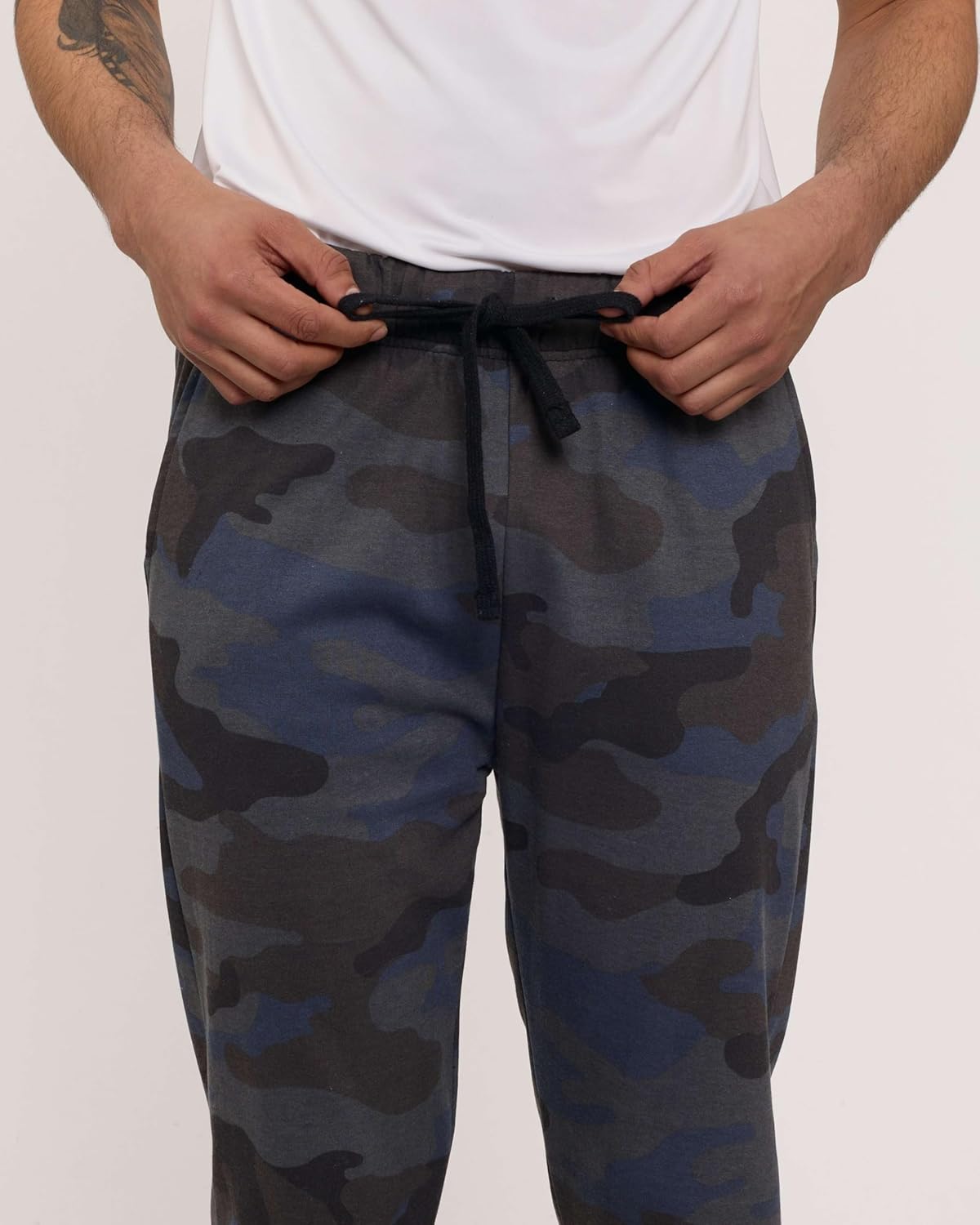 Real Essentials 3 Pack: Men's Tech Fleece Athletic Casual Open Bottom Sweatpants with Pockets (Available in Big & Tall)