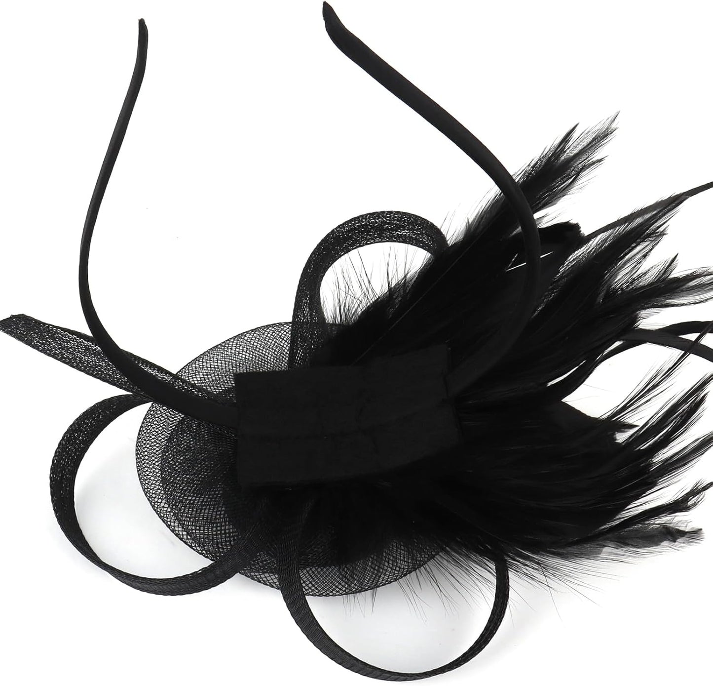 AMCAMI Fascinators Hats with Feather for Women 2025 Derby Hats Tea Party Hat with Headband and Clip