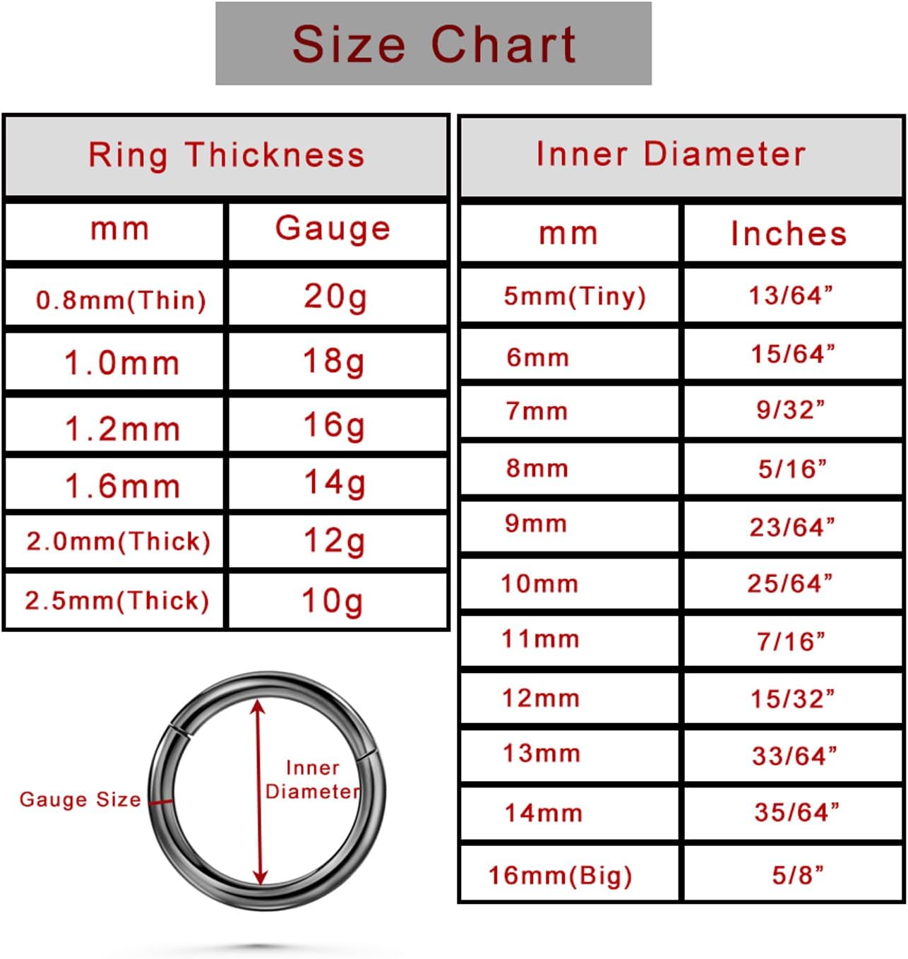TDEBA 20G 18G 16G Clear CZ Nose Rings Hoop, 316L Surgical Steel Cartilage Earrings Hoop, 5-12mm Daith Helix Rook Tragus Piercing Jewelry, Stainless Steel Earring Silver Conch Piercing Jewelry
