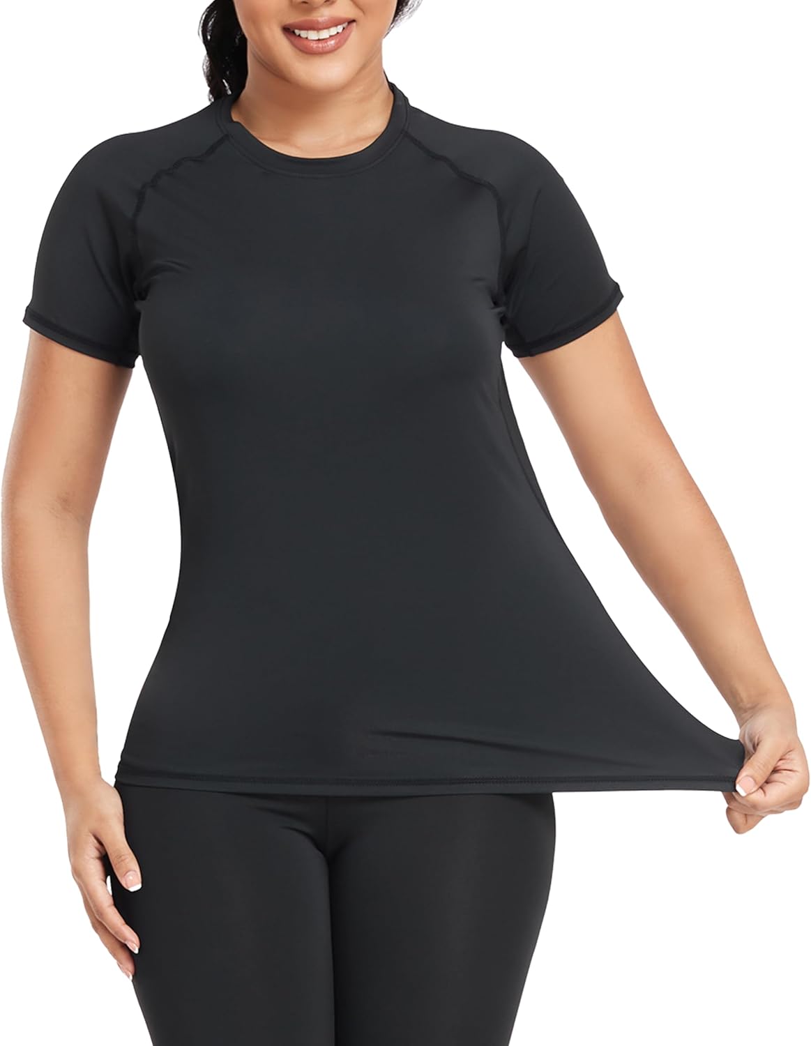 TELALEO 4 Pack Women's Compression Shirt Running Athletic T-Shirts Workout Tops Baselayer Short Sleeve Yoga Gym Sports Gear