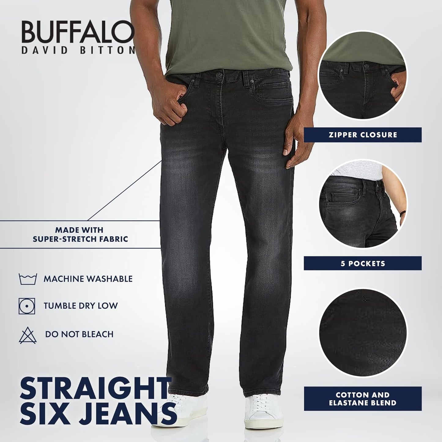 Buffalo David Bitton Men's Straight Six Jeans